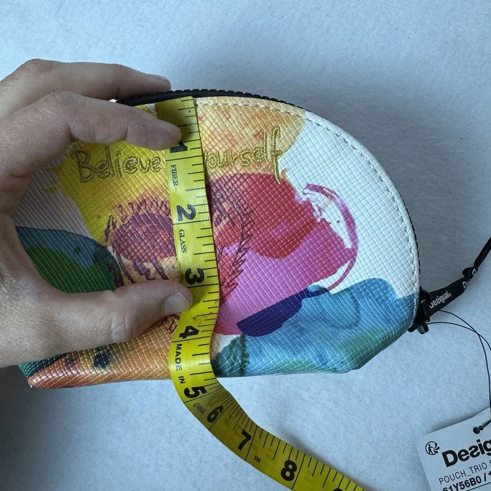 New Desigual Make-up Bag Toiletry Embroidered Believe In Yourself Pouch Colorful